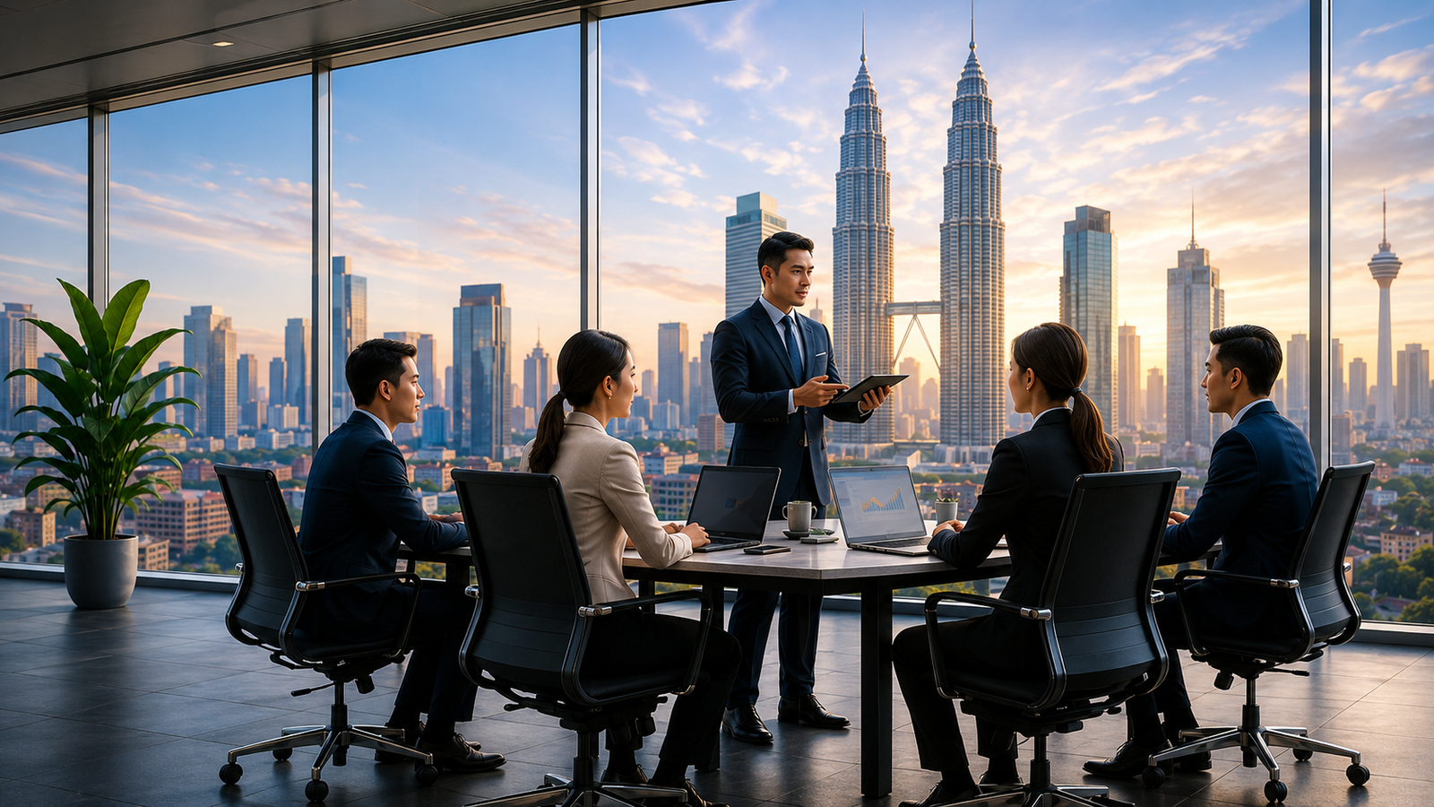 Business professionals meeting in a Kuala Lumpur office
