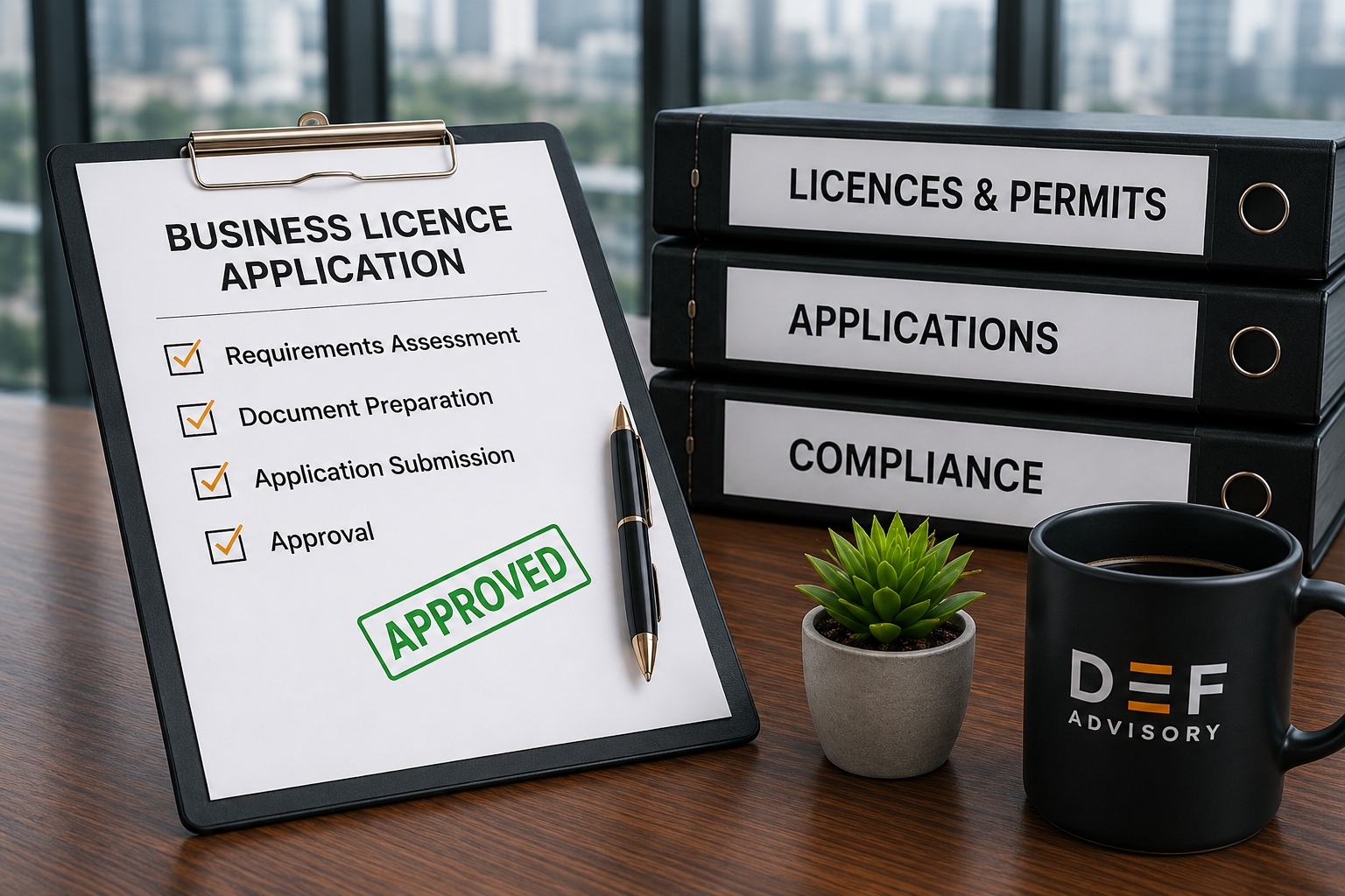 Business licence application documents and compliance records