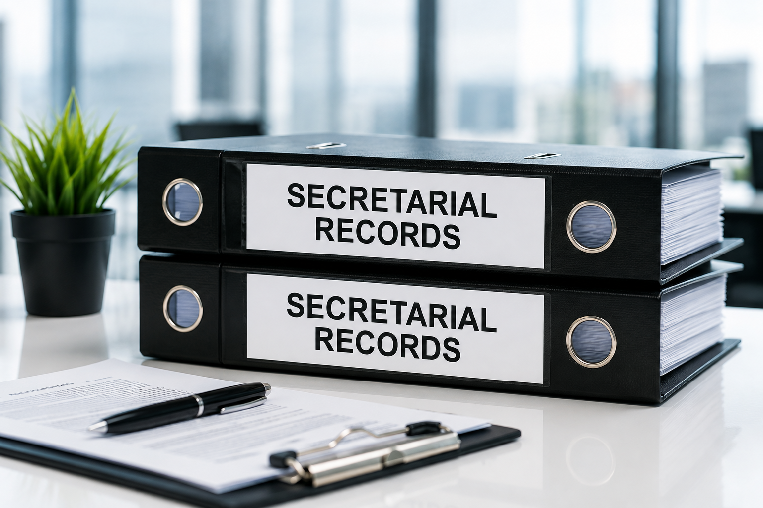 Organised corporate secretarial records in a professional office