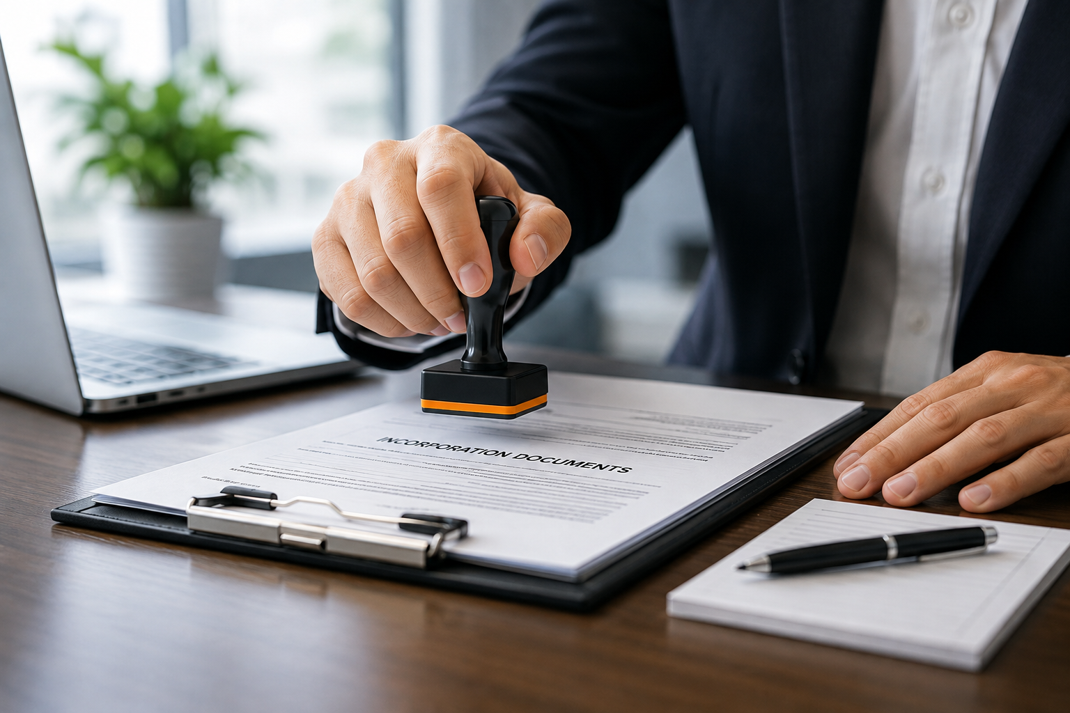 Professional preparing company incorporation documents
