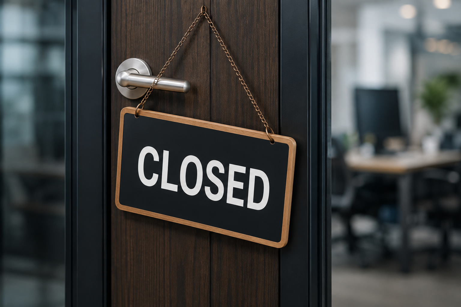 Closed business sign representing company closure support